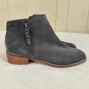 Blondo Liam Waterproof Ankle Boots Gray Suede Stacked Heel Rubber Sole